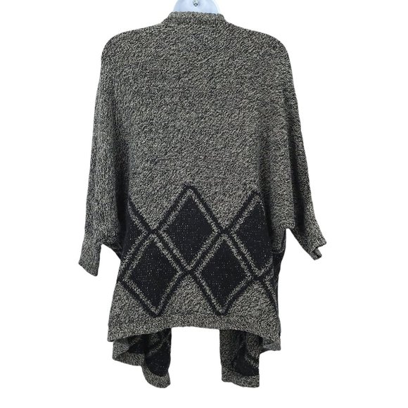 Madewell Open Front Draped Cardigan Sweater Womens Size XS/S Gray Black Argyle - Picture 2 of 12